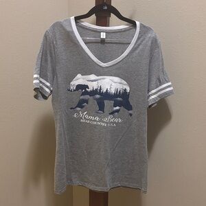 Jerzees Gray Short Sleeve Tee with Bear Design